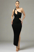 Single Shoulder Side Slit Dress HERA COLLECTION