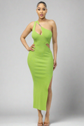 Single Shoulder Side Slit Dress HERA COLLECTION