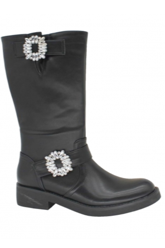 Crystal Diamond Mid-Calf Boots