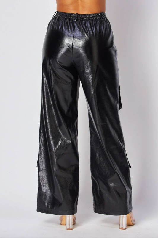 Dawn Metallic Cargo Pocket High Waist Pants