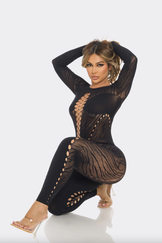 Mesh Keyholes Bodycon Jumpsuit