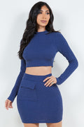 Ribbed Top and Cargo Skirt Set LETS GO APPAREL