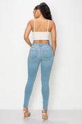 High Rise Hole Heavy Destroy Skinny Jeans ENCORE JEANS.CORP