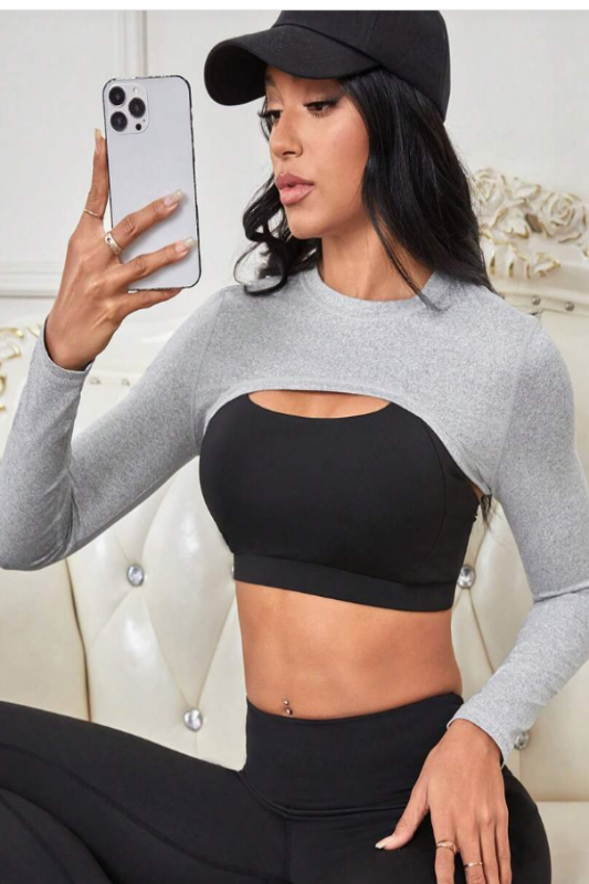 Solid Crop Bolero Shrug Top