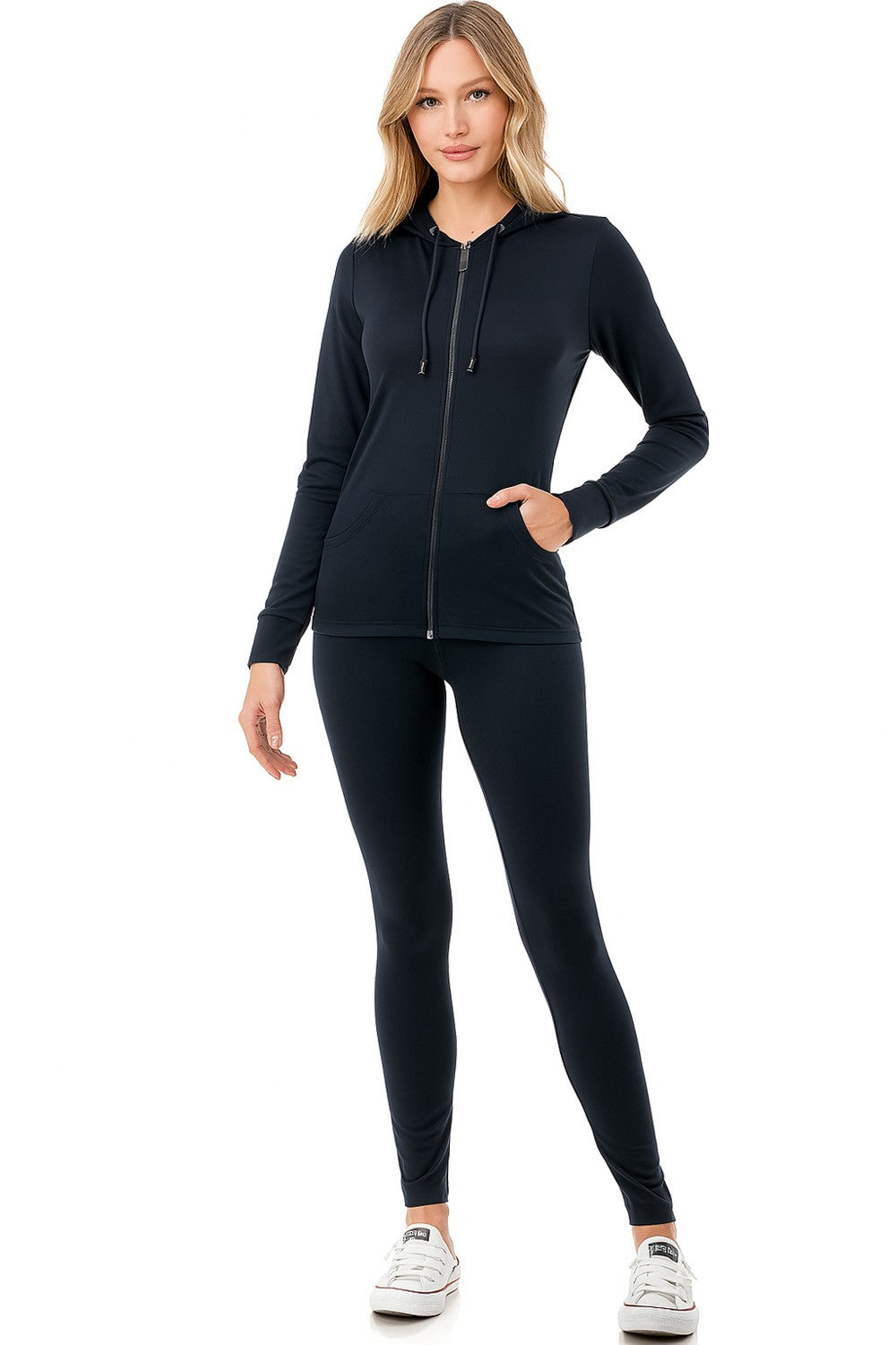 Zip Up Hoodie and Tights Set