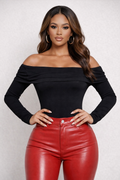 Dare to turn heads in this sultry off-shoulder bodysuit that commands attention. The long sleeves 