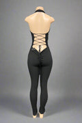 Neck Back Lace Up Jumpsuit PRETTY KNIT