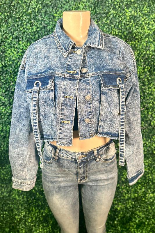 Acid Wash Denim Jacket - Blue