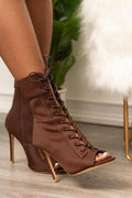 Peep Toe Lace Up Ankle Booties OLI J INC