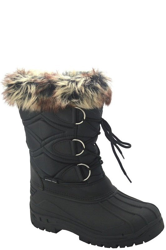 Fur Trim Snow Boots GOLDEN ROAD TRADING INC