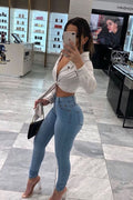 High Rise Skinny Jean with Fake Front Pockets ENCORE JEANS.CORP