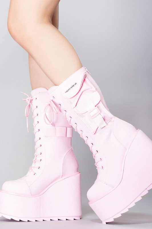 Platform Combat Wedge Boots