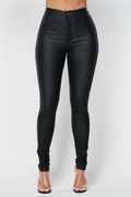High Waist Stretch Coated Skinny Pants JC & JQ INC