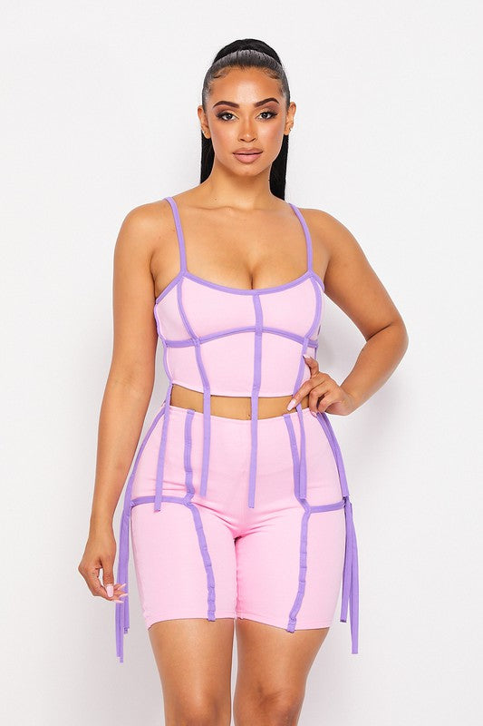 Back Zip Crop Top and Bermuda Shorts Set